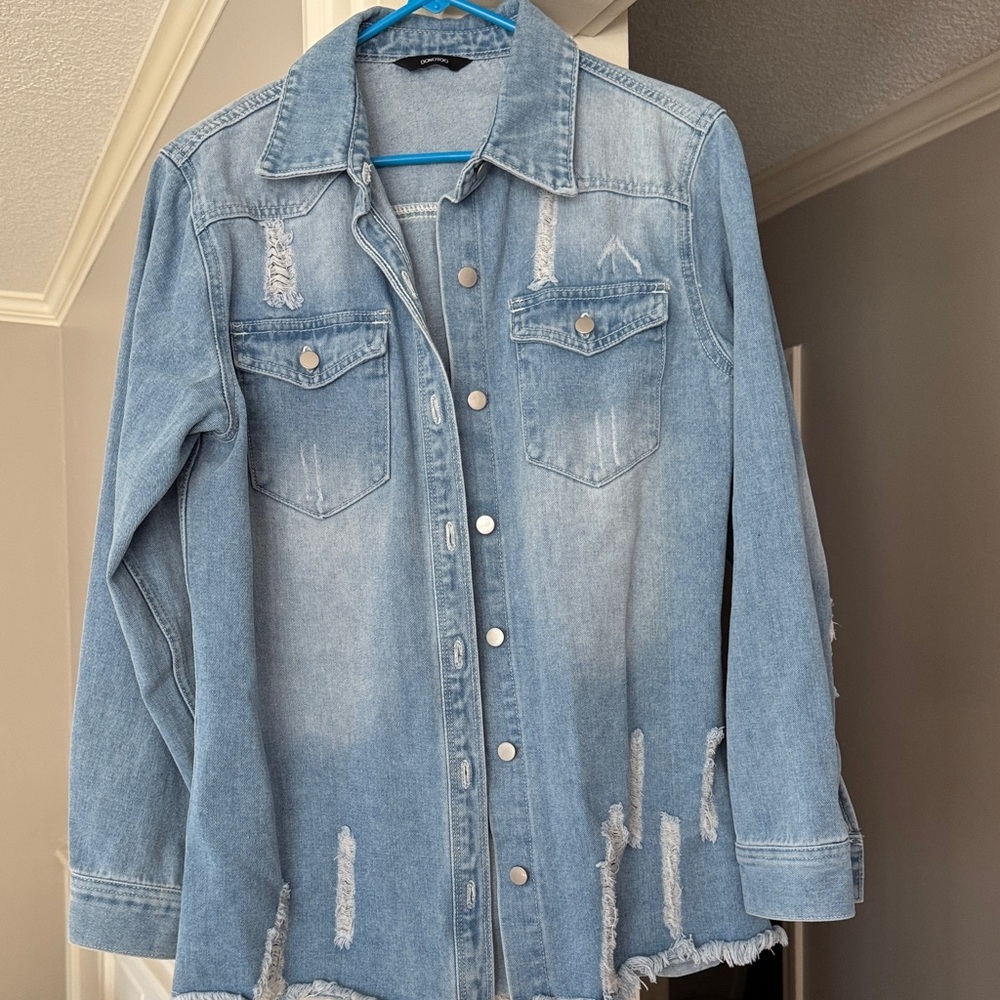 Amazon Light Blue Distressed Jean Jacket
